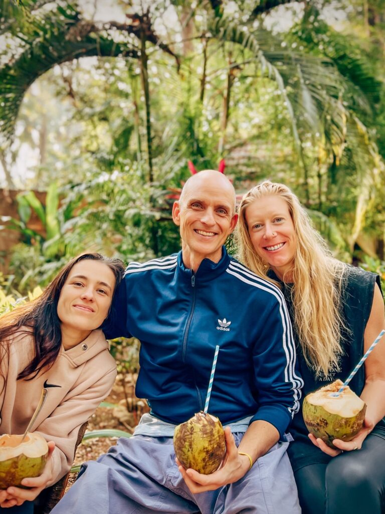 Tim and Kino with coconut